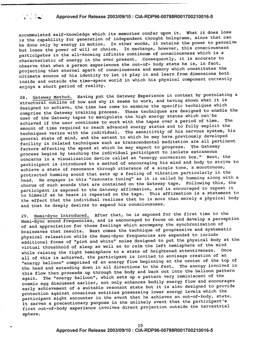 Analysis and Assessment of the Gateway Process — leaf 21, printed page 19, facsimile of the released scan